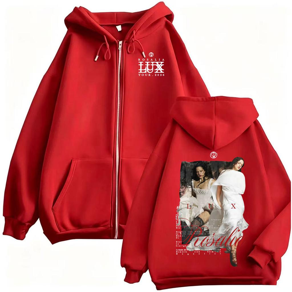 Rosalia Brujita Lux Tour Zipper Hoodies Men Women Hip Hop Pop Music Jacket Sweatshirt Zip Up Hoody Coats
