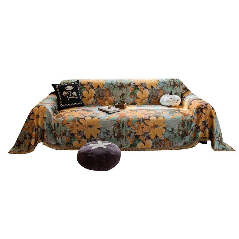 Camellia White Feather Non-slip Luxury French Sofa Throw Blanket