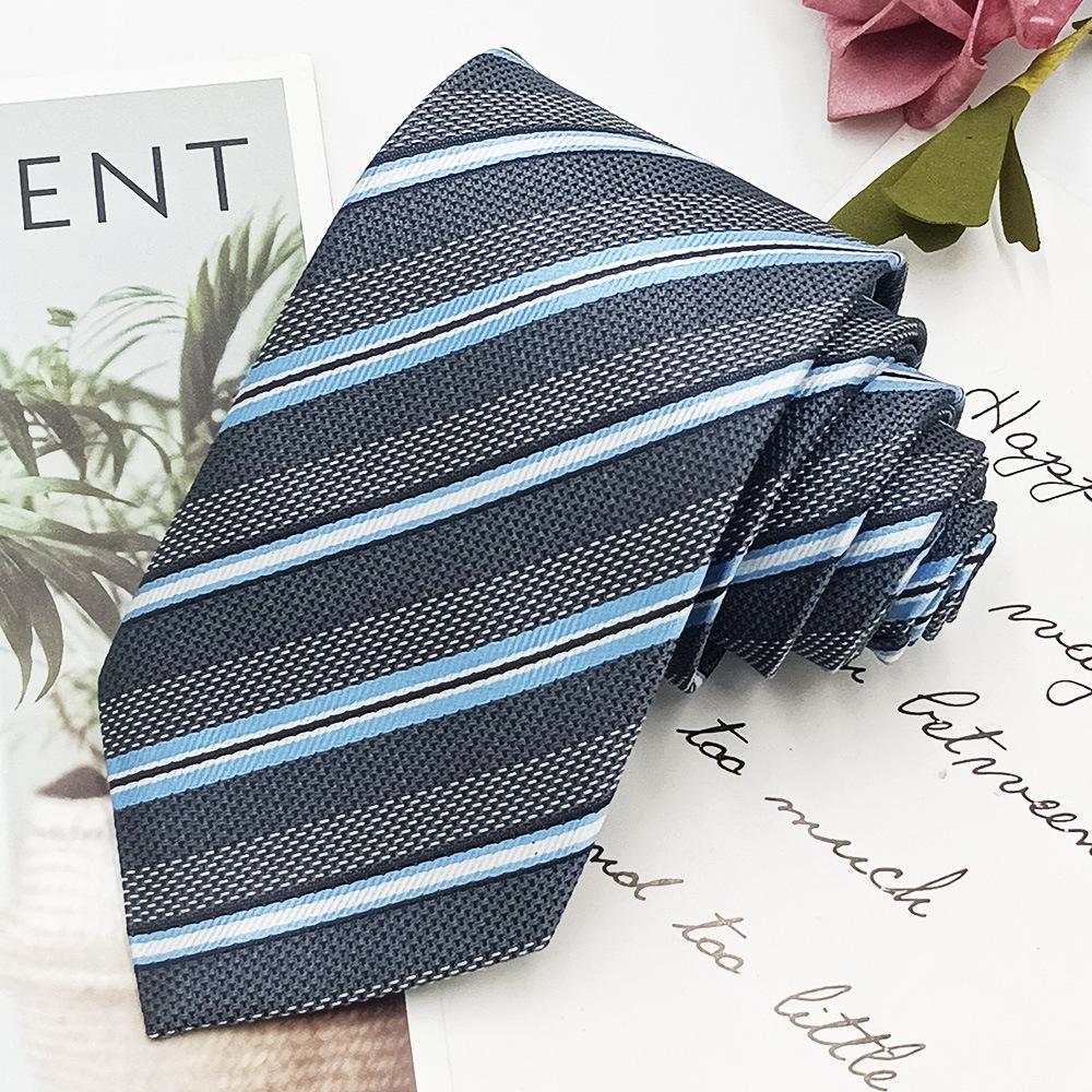 Men's Business Tie 8cm Professional Dress Interview Striped Tie Stylish Business-style Ties Navy Black Multi-colorTraditional Hand-knotted Design