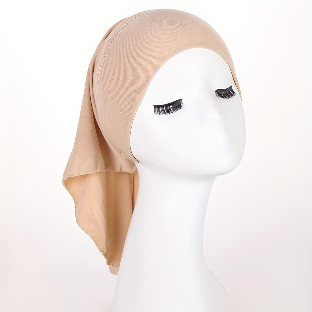 Solid Color Inner Hijab Hat Elastic Turban Causal Head Wraps Ramadan Muslim Fashion Headscarf Bandana For Women