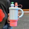 Large Capacity Insulated Stainless Steel Travel Mug With Handle Straw Women Office Students
