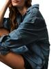 2025 Denim V-Neck Jacket: New Euro-American Long Sleeve Casual Fashion