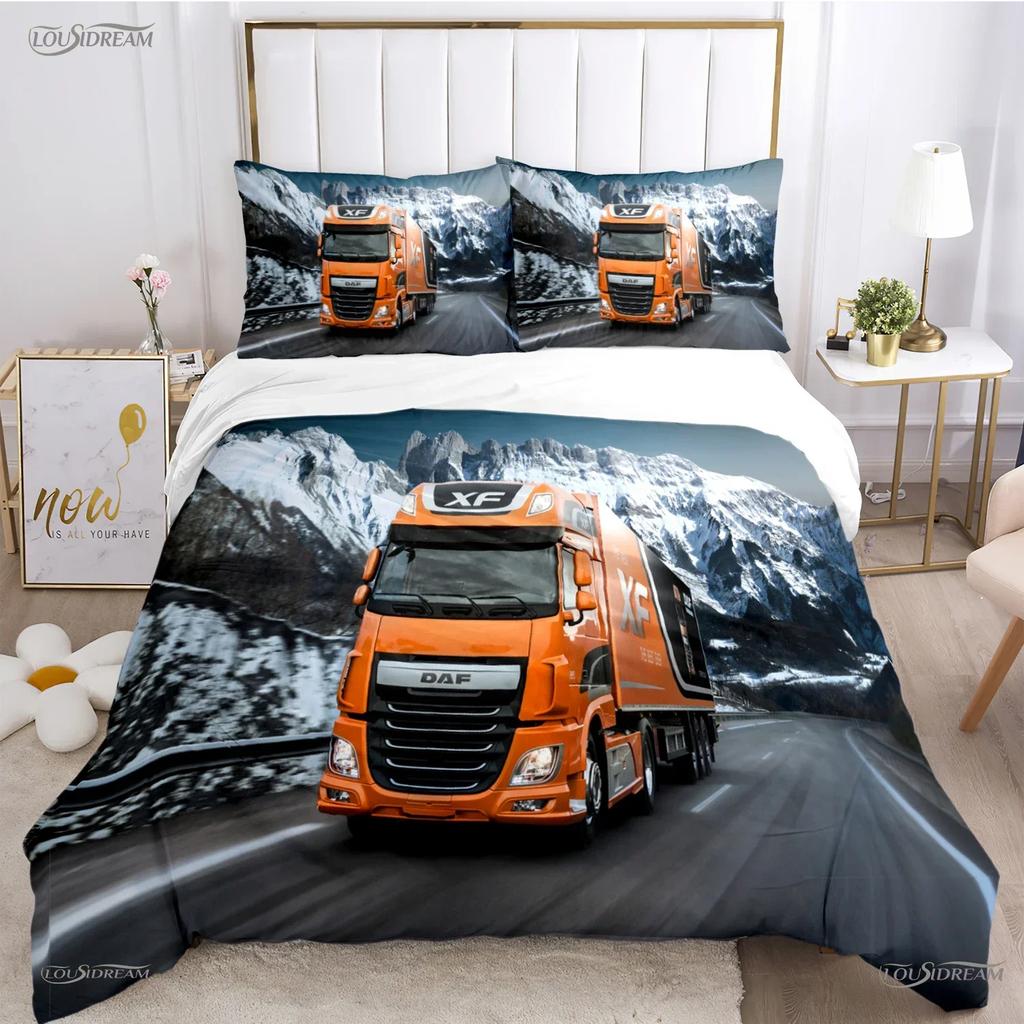 DAF Truck Logo Duvet Cover Cartoon Comfortable Duvet Quilt Cover Pillowcase Bedding Set Children Bedroom Decoration Home Textile