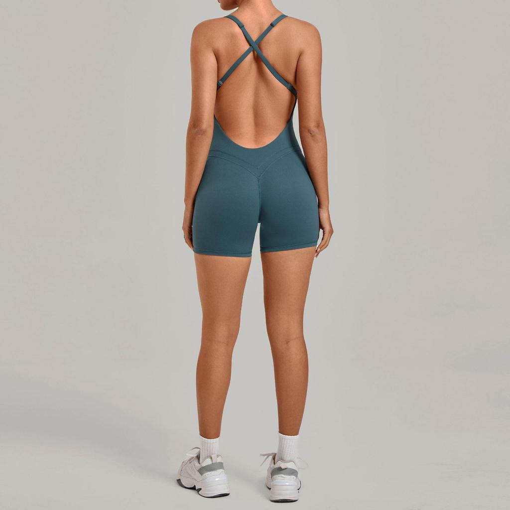 Nouveau Body de Sport Yoga Européen et Américain: Combinaison une pièce à dos croisé, ajustée, pour le fitness et la course à pied