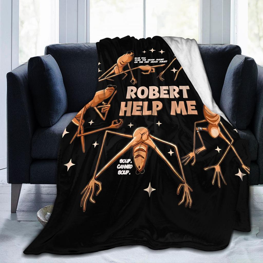 Marcus The Worm Funny Meme Robert Help Blanket Flannel Vintage Soft Throw Blanket for Home Summer