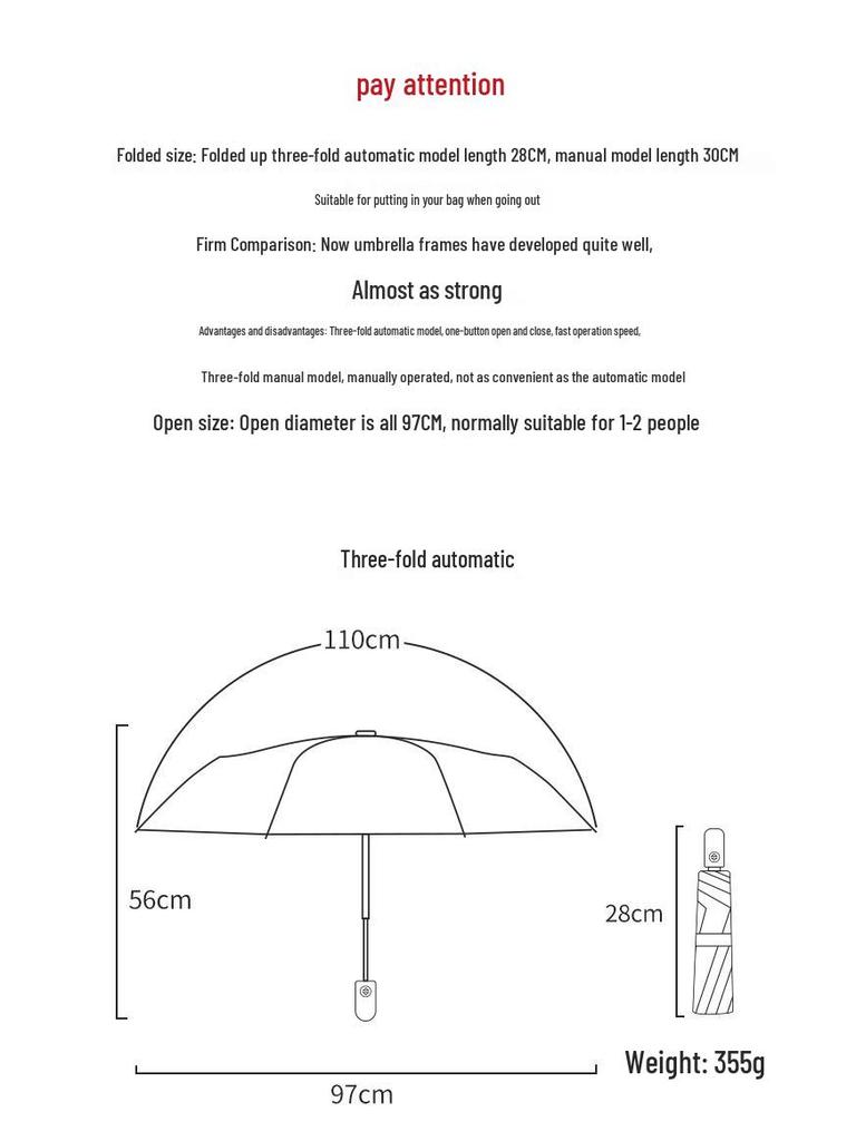 Anti-UV Folding Parasol: Fresh Black Glue Umbrella for Sun and Rain