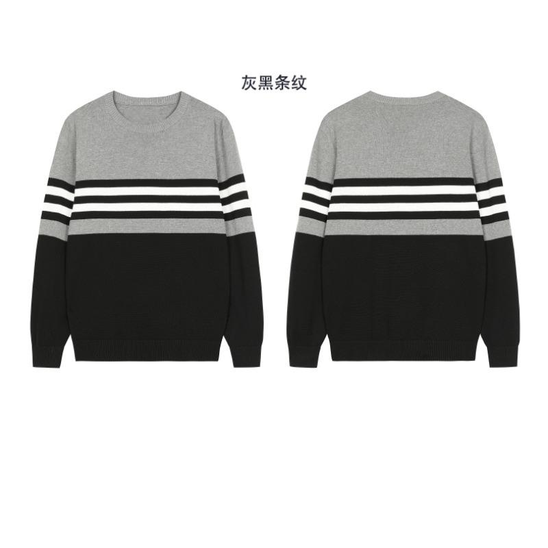 Striped Sweater Men's American Loose Round Neck Pullover Sweater Autumn and Winter Versatile Casual Top