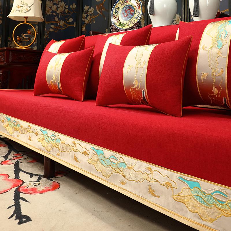Mahogany Sofa Seat Cushion New Chinese Sofa Towel High-Grade Non-Slip Solid Wood Sofa Cushion Cover Brohan Bed Cover