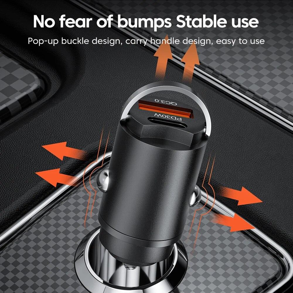 PD 30W USB Type-C Car Charger Fast Charging Quick Charge 3.0 For iPhone 15 14 Pro Max Samsung Xiaomi Car Phone Charger Adapter