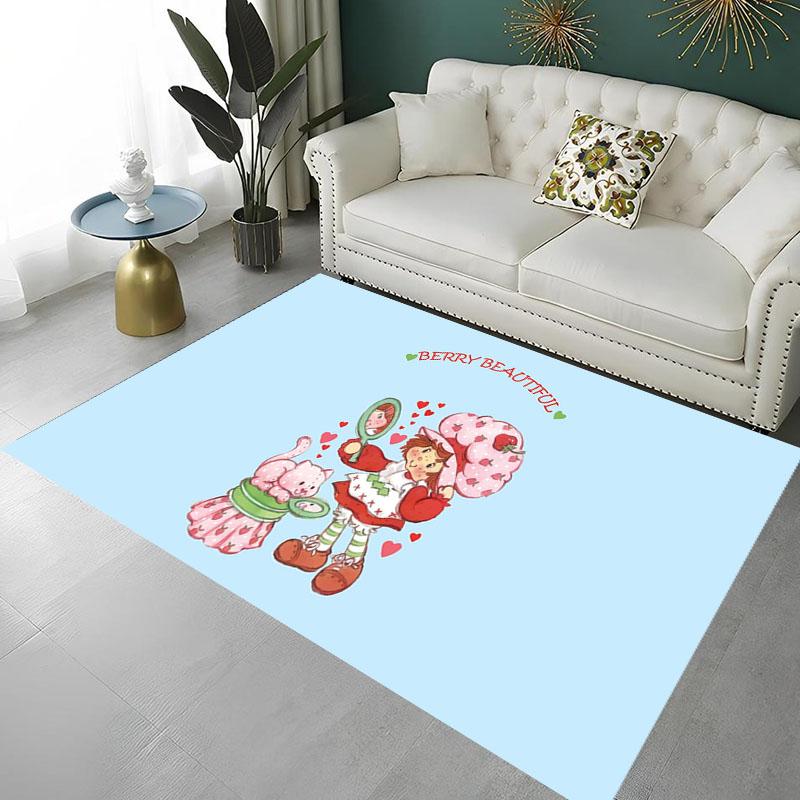 S-Strawberry-Pink girl Floor Mat Hallway Mat Kids Room Bedroom Decoration Balcony Anti-Slip Doormat Living Room Home Decor