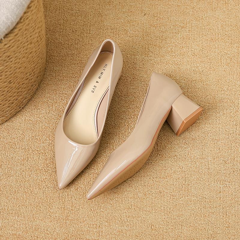 

Huiliya nude pointed head light mouth high heels professional single shoes women are not tired of work feet advanced sense versatile G45-53 39