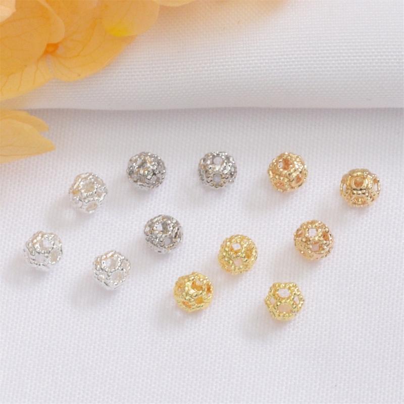 Round Spacer Beads for Jewelry Making Gold Silver Color Copper Beads Separators