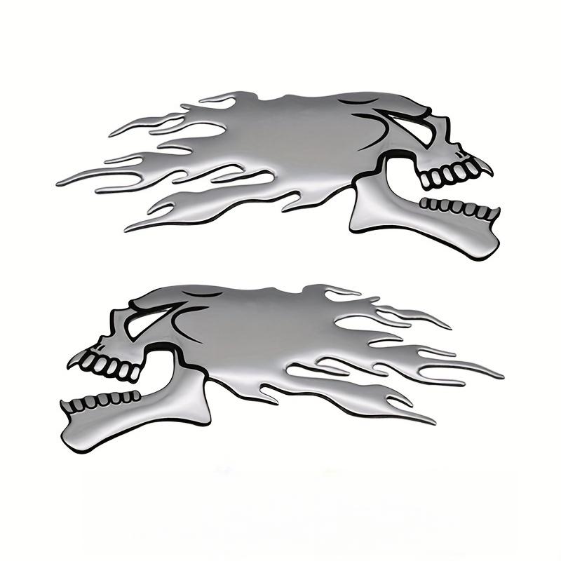 

Two 3D Pvc Ghost Skull Motorcycle Fuel Tank Stickers, Cool Car Decals, Personalized Motorcycle Modification Stickers, Creative Badge Body Stickers, серебряный