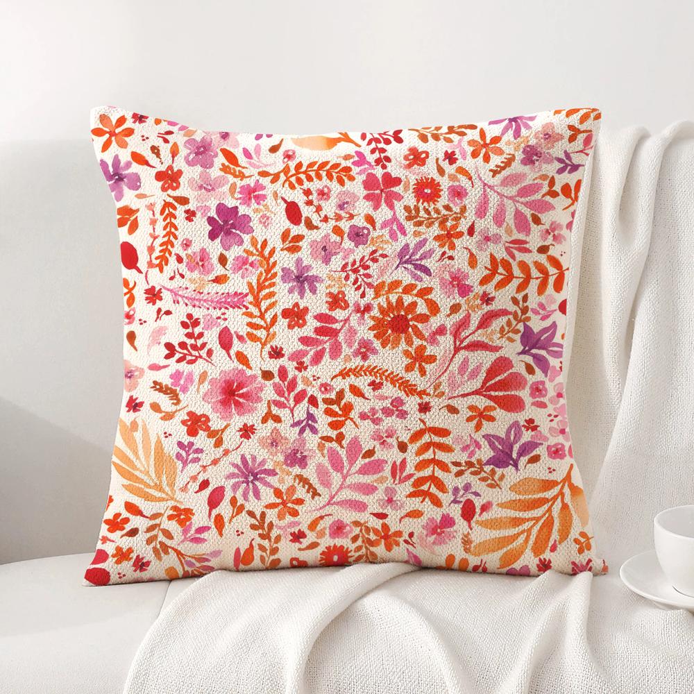 FFloral Pattern Cushion Cover Natural Linen Organic Fabric DoubleSided Printing Sofa Home Decor Breathable Bed Pillow