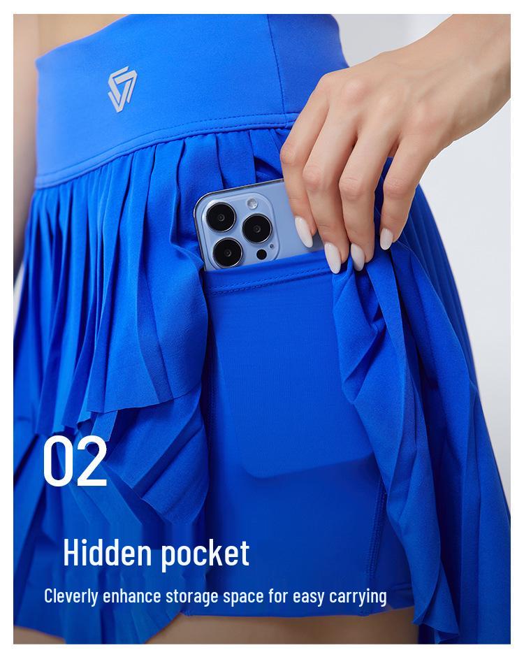 Women's Quick-Dry Pleated Sports Skirt for Badminton, Tennis, Yoga, Fitness, Running, and Marathon