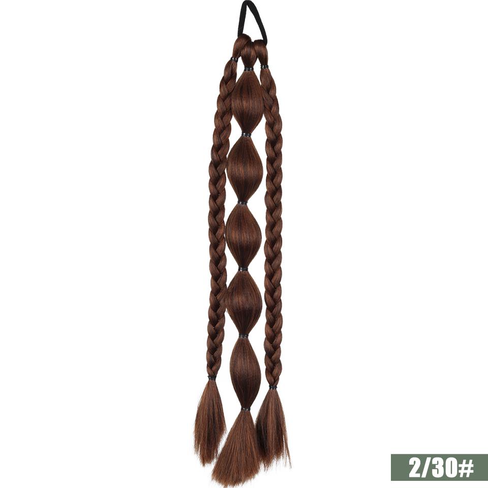 Queue de cheval synthétique à bulles Élastique Style Tresse Queue de cheval Extension de cheveux Perruque Convient aux Femmes Filles Port quotidien