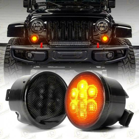 for Jeep Wrangler JK JKU 2007-2018 Front LED Turn Signal Lights Blinkers Parking