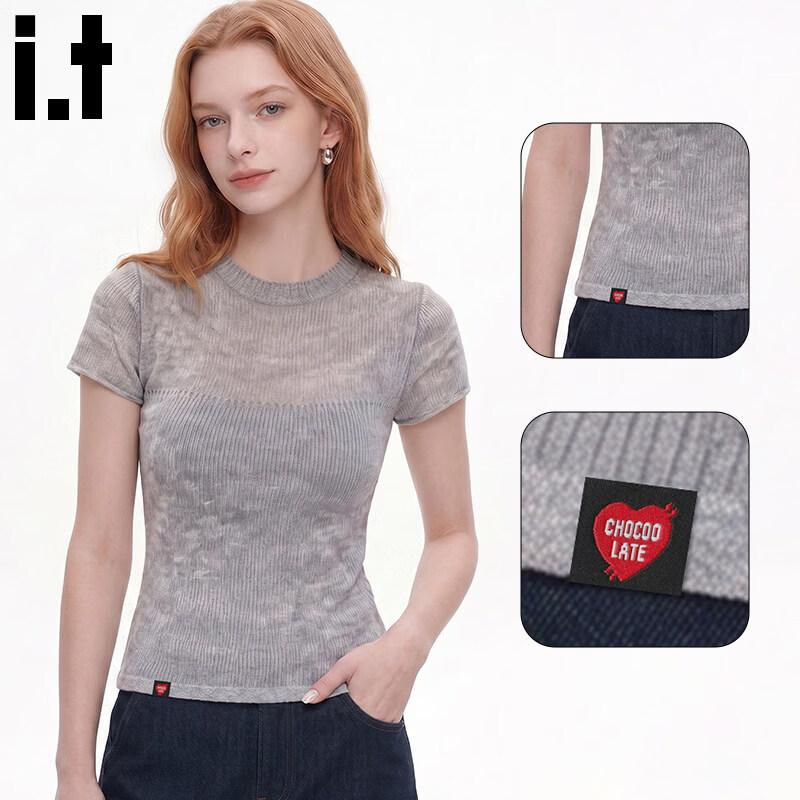 CHOCOOLATEit Women s Knitted Short Sleeve Top One Size серый