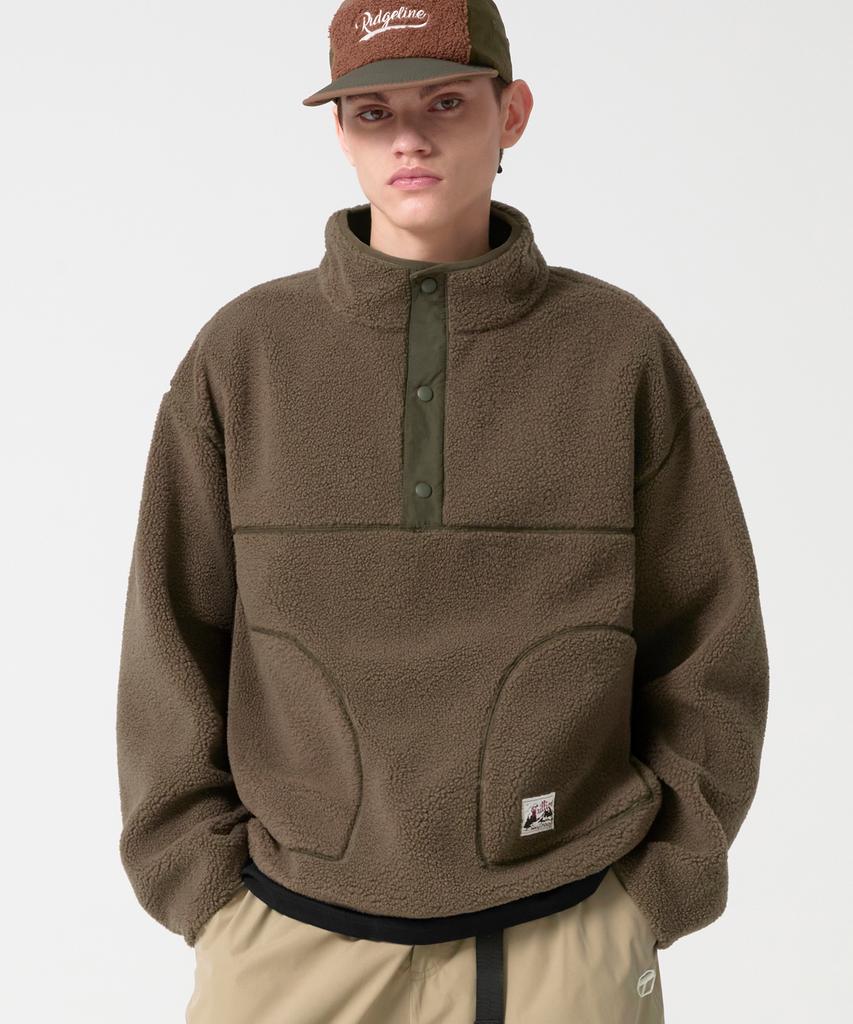 TRILLION Button Half-Neck Fleece Pullover_5Color