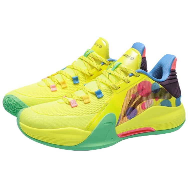 New LINING Speed 7 Basketball Shoes Men Low Top Yellow/Green ABPR007-2