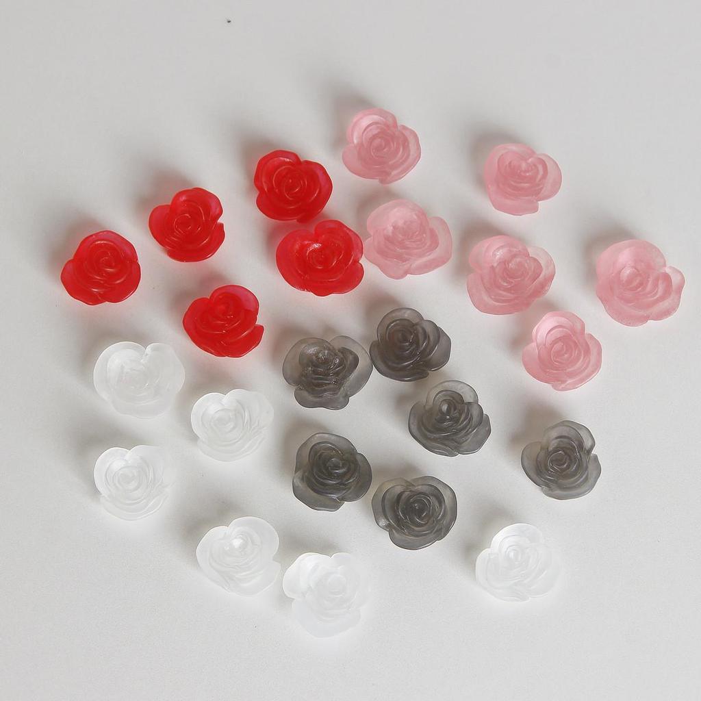 Matte Frosted Tea Rose Resin Earrings Studs for DIY Jewelry