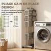 Foldable 4-Tier Clothes Drying Rack with Wheels, Side Wings and Steel Frame, Grey