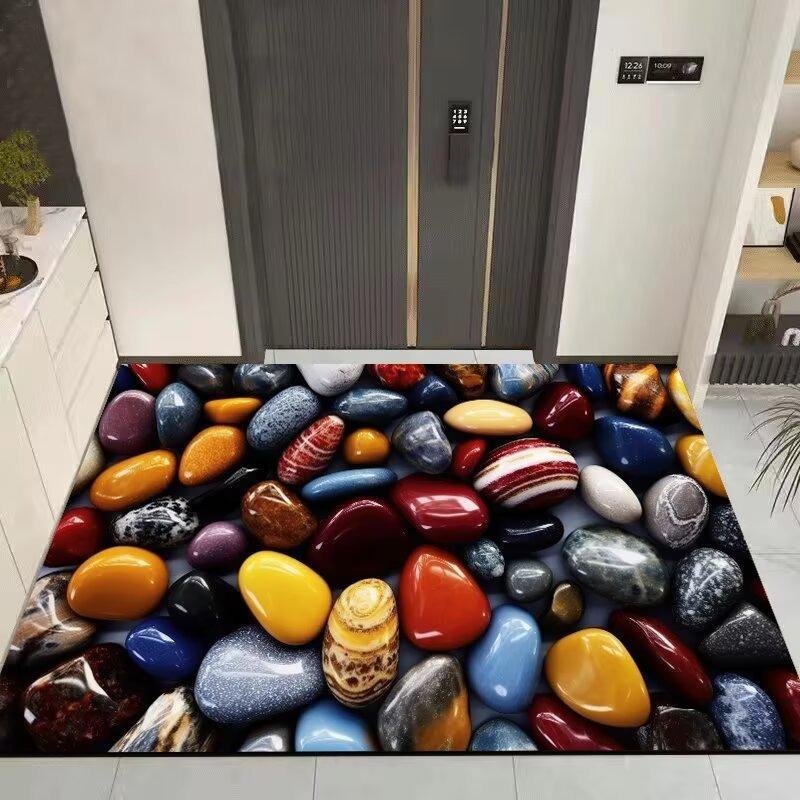 3D Kiesel Badezimmer Bodenmatte Rutschfest Schnelltrocknend Fußmatte Pflegeleicht Türvorleger