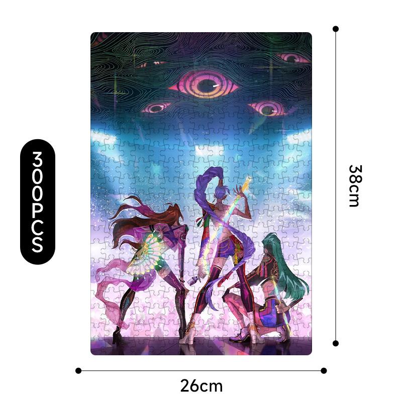 Yeni Kpop Şeytan Avcıları 38*26Cm 300 Parça Yapboz Oyuncakları Rumi Mira Zoey Huntrix Karakter Desenli Masa Oyunu Dekor Çocuk Hediye