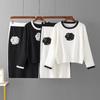 European & American Embroidered Knitwear Set: Embroidered Top + Short Skirt – Fashionable, Casual, Loose Two-Piece Outfit