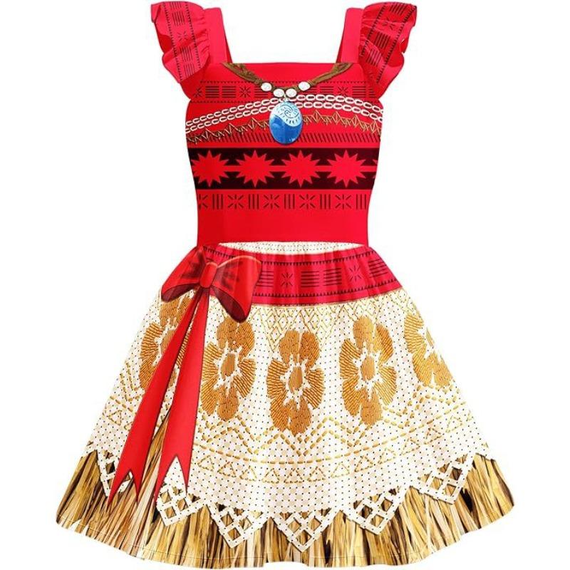 Summer New Ocean Romance 2 Moana Cosplay Fringe Beach Dress Girls Fashionable Cute Performance Dress