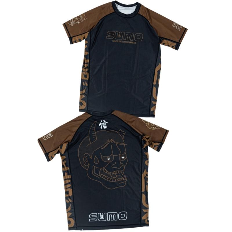 Nuova Rashguard BJJ 2026 – Disponibile in più colori – Maglietta da Allenamento MMA a Maniche Corte da Uomo con Stampa Maschera Demone Hannya