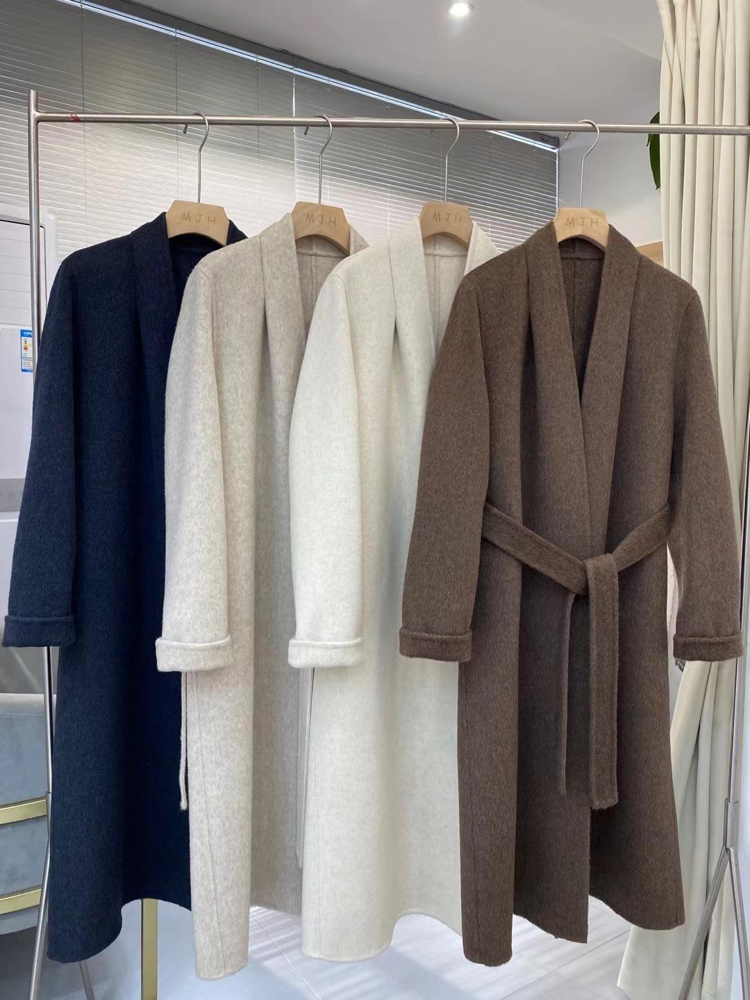 

Овсяное двустороннее кашемировое пальто женское удлиненное новое осенне-зимнее ленивый халат модный стиль шерстяное пальто M темно-коричневого