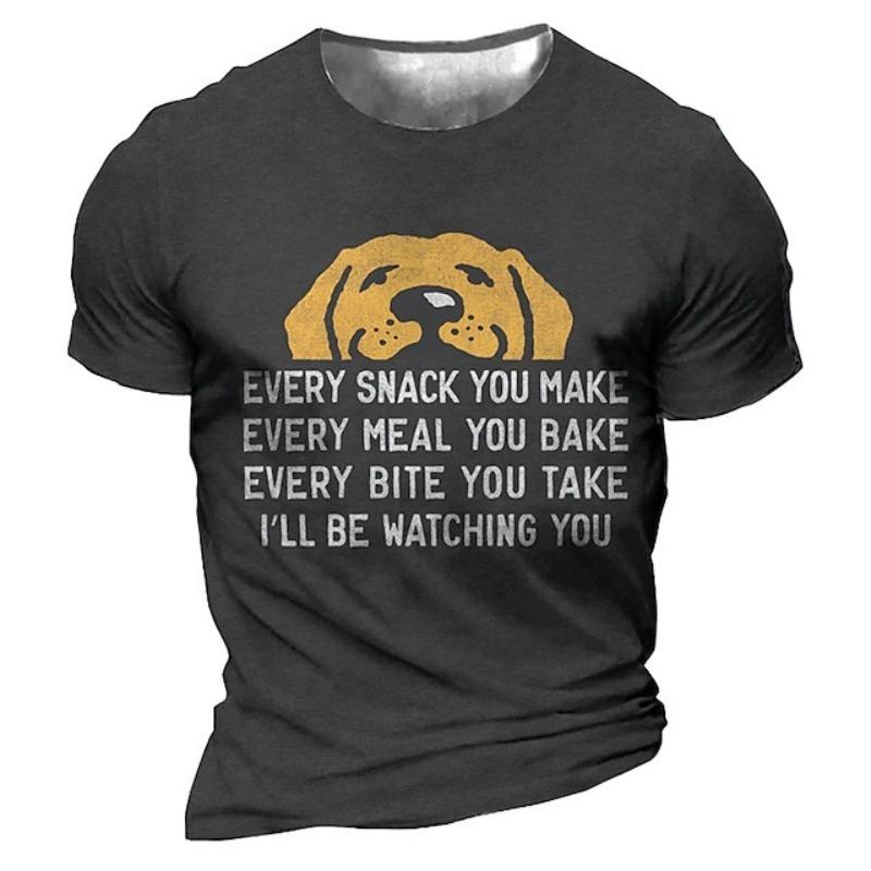 Men's 3D Printed T-Shirt Alphabet Pattern Printing Short Sleeve O-Neck Pullover Casual Top