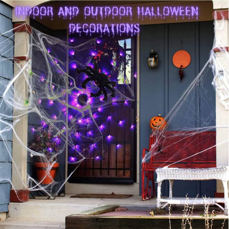 Spider Web Led String Lights For Halloween Decor With 1.2m 70led