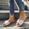 Fashion Women's Fashion Flat Shoes Summer New Round Head Metal Buckle Soft Sole Anti-slip Wear-resistant Slippers