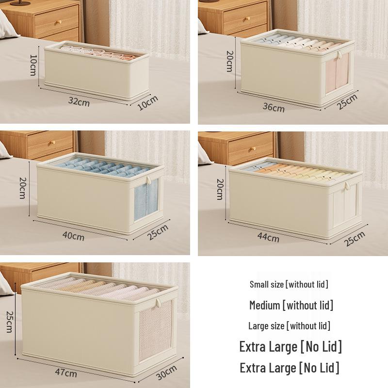 

Large Oxford Cloth Storage Bin with Lid - Dustproof Windowed Organizer for Bedroom Clothes Small no window (32*10*10cm)