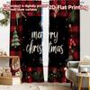 2pcs, 2D FLAT PRINTING Curtains (Without Rod) FestiveSnowflakes Christmas Festival Fashion Curtains Polyester Easy Install