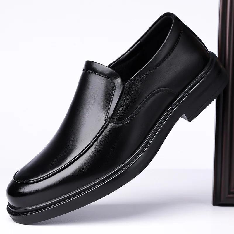 Fashion Men's solid color PVC leather shoes, business shoes, formal shoes, anti slip, soft and not easily deformed 2025
