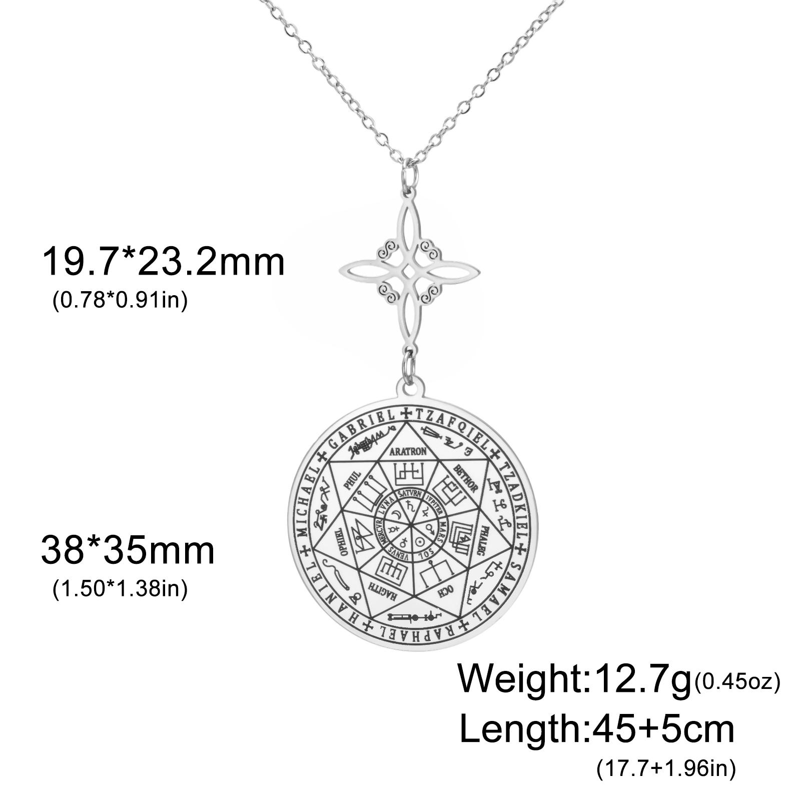 Teamer Witch Knot Seven Archangels Pendant Amulet Stainless Steel Necklaces Seal Of Solomon Talisman Necklace Protection Jewelry