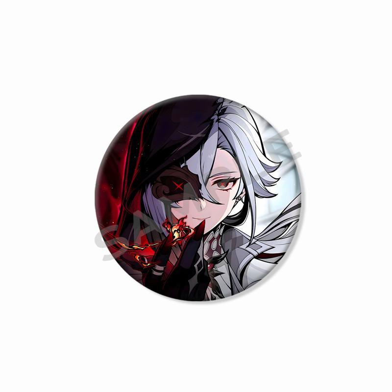 Creative Game Genshin Impact Brooch Cute Arlecchino Figure Lapel Pins Backpack Shirt Clothes Accessories Badge Collectible Gifts