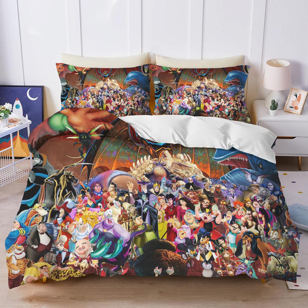 Disney Villains Maleficent Ursula Evil Queen Bedding Set Duvet Cover Comforter Sets Double Comforte 100% Polyester 3-Piece Set