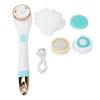 Electric Body Brush Set 360 Degrees Rotating 4 Heads Long Handle Bath Cleansing Scrubber