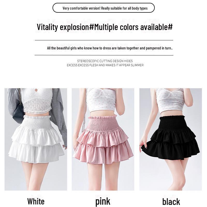 Women's High Waist White Puffy Skirt - Spring/Autumn 2025, Sweet Ballet Cake Style