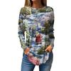 Tee Shirts For Women Casual Round Neck Long Sleeve Shirts Christmas Printing Top Pullover