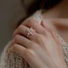 Cherry Blossom Pink Zircon Flower Rotating Anti-Anxiety Adjustable Ring for Women