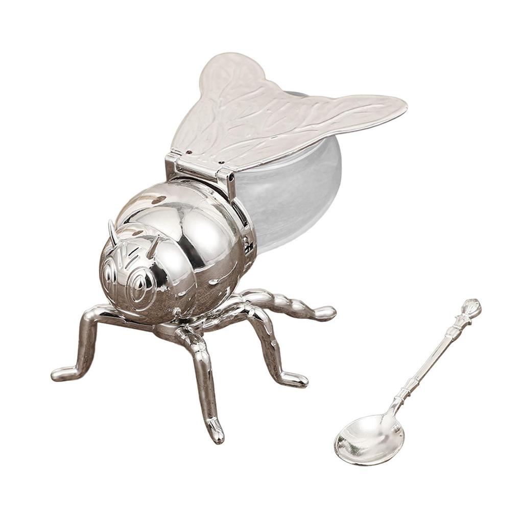Bee Shaped Honey Jar Storage Pot with Spoon Creative Ornament Modern Sugar Pots Condiment Pot for Parties Housewarming Gift
