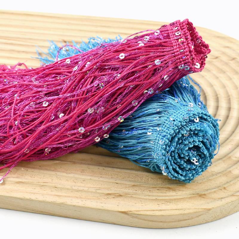 3/5/10M 20cm Sequin Fringe Tassel DIY Clothing Sewing Acessories Latin Dress Lace Trim Fabric Performance Garment Laces Trimming