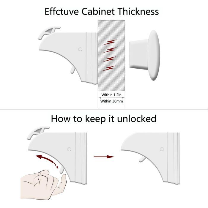 Dokon Securite Bebe Placard Bloque Porte (20 Serrures 3 Cles), Securite Enfant Tiroir Armoires Verrous Magnetique Cabinet De Secur