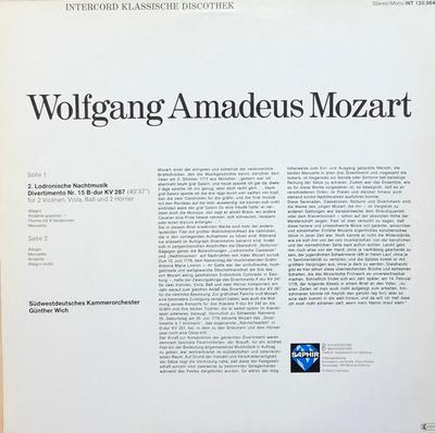 LP Record WOLFGANG AMADEUS MOZART SDWESTDEU  2. Lodronische Nachtmusik  INT120964 Saphir 1983 Germany Classical Used