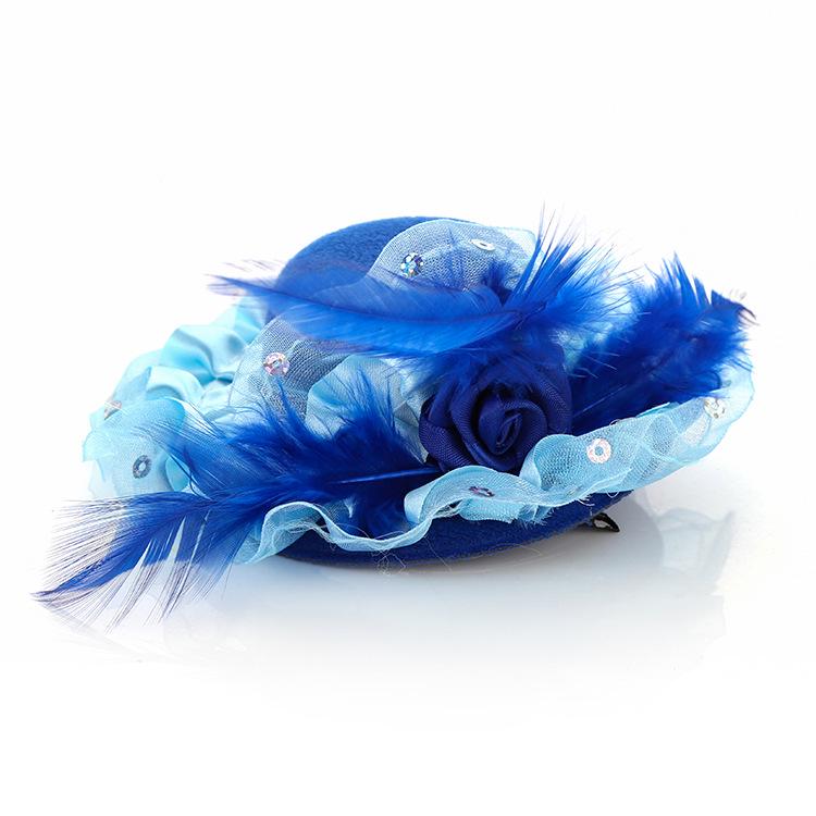 Girls' Performance Feather Flower Headpiece - Small Top Hat Hair Clip Accessory for Dresses